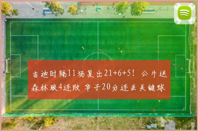 吉迪时隔11场复出21+6+5!公牛送森林狼4连败 华子20分连丢关键球